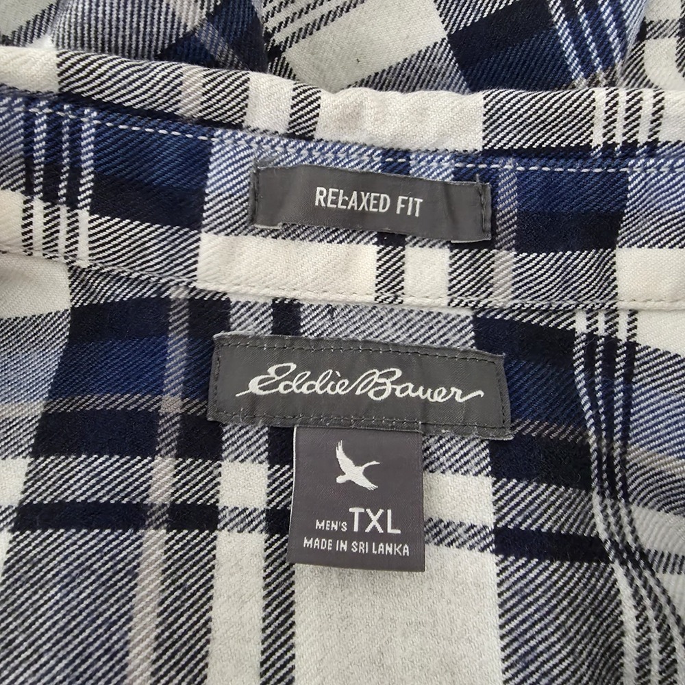 Eddie Bauer Flannel Shirt Mens XLT  Plaid Button Up Relaxed Fit Heavyweight - Picture 9 of 11